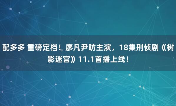 配多多 重磅定档！廖凡尹昉主演，18集刑侦剧《树影迷宫》11.1首播上线！